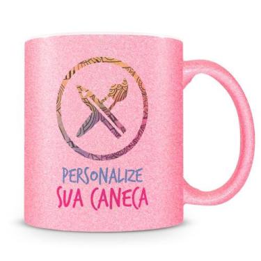 Imagem de Caneca Glitter Rosa Personalizada - Porcelana de Alta Resistência - Am