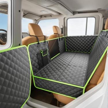 Imagem de Pecute Extensor de banco traseiro para cães 143 x 73 cm, fixação de janela de carro para máxima proteção do carro, capa de assento de carro para cachorro de tecido de couro para banco traseiro