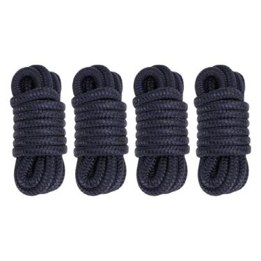 Imagem de Luqeeg Linha de Doca de 4 Unidades, Corda de Barco de Nylon de Tecelagem Dupla de 1/2 Polegada X 15 Pés Com Laço de 12 pol. Corda de Amarração de Alta Resistência para Amarração de (Azul-marinho)