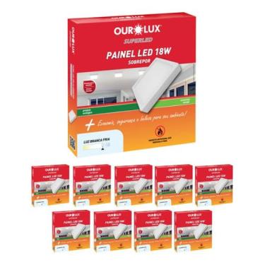 Imagem de Kit 10 Luminária Plafon Led Sobrepor Quadrada 18w 6500k