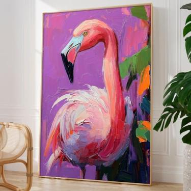 Imagem de Arte abstrata de parede flamingo imagens de pássaros selvagens pôsteres de animais rosa impressões tropicais modernas arte de parede flamingo rosa pinturas abstratas de pássaros imagens de animais