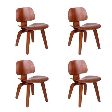 Imagem de Conjunto com 4 Cadeiras Eames Walnut Madeira