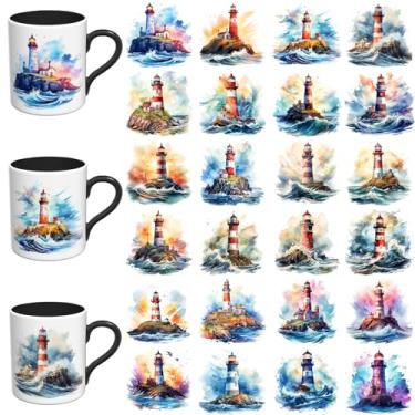 Imagem de Elewins Adesivos UV DTF - 24 folhas lindo cenário UV DTF copo envoltório para canecas de vidro café, decalques DIY para copos, esfregar à prova d'água em transferências para artesanato (cenário de