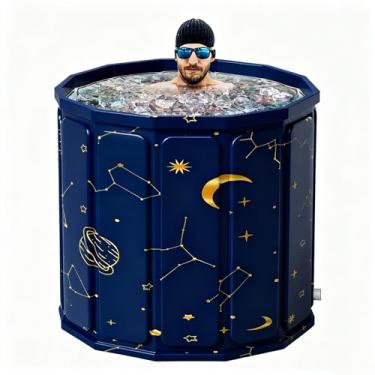 Imagem de Banheira de gelo dobrável portátil, diâmetro de 80 cm, grande banheira portátil para academias domésticas, ao ar livre, banheira de imersão dobrável para chuveiro