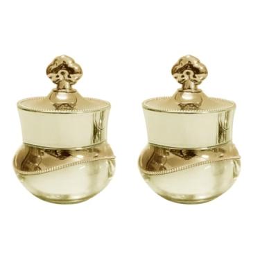 Imagem de minkissy 2 frascos de acrílico recarregáveis vazios de 5 g, pote de creme cosmético, pote de maquiagem para máscara facial (dourado)