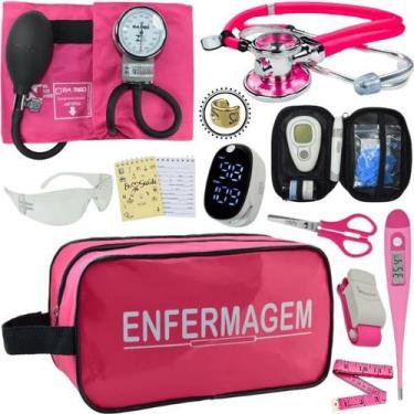 Imagem de Kit Enfermagem Aparelho de Pressão Estetoscópio Medidor Glicose Comple