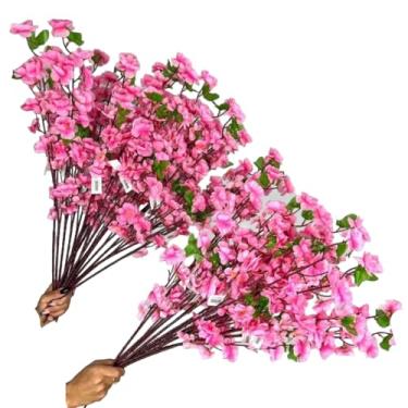 Imagem de Kit 10 a 40 Hastes De Flores De Cerejeira Artificial 65cm Flor Pessegueiro Estilo Oriental Para Decoração- Ramos de Pessegueiro Oriental para Decoração de Vaso(Rosa,kit 40 unidades)