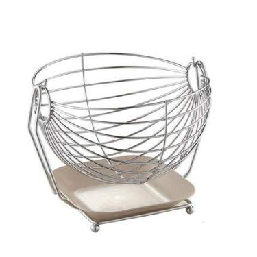 Imagem de HDZWSBVT Cesta de frutas de aço inoxidável com bandeja de água, rack de cesta de frutas e legumes, suporte de exibição de bancada de cozinha moderno, bege