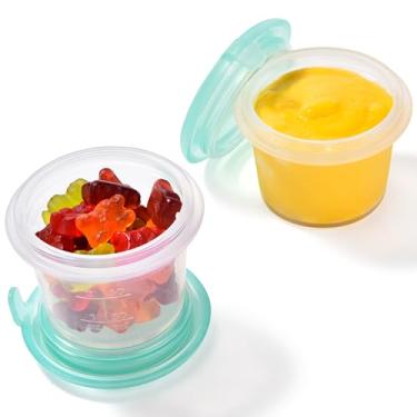 Imagem de U-Taste Conjunto de 2 recipientes de silicone para alimentos: Mini armazenamento de cozinha com tampa hermética, seguro para freezer e micro-ondas, caixa de imersão com círculo de marcação de data