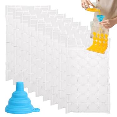 Imagem de Saco de gelo à prova de vazamento, bandejas de molde de gelo de fácil liberação | Máquina de freezer autovedante com funil resfriador de congelamento a frio para festa, bebida, coquetel, comida