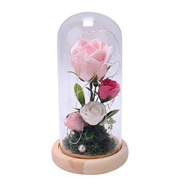 Imagem de Yalych GlowinTheDark Dia dos Namorados Vidro Rosa Dia LED Uma Capa Presente é Flores Artificiais Pétalas Brancas para Casamentos Flores Artificiais (Cor: Vermelho, Tamanho: Tamanho Único)