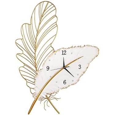 Imagem de Relógio de parede de penas, arte moderna, simples e elegante, relógio de parede silencioso em resina, grande relógio de parede silencioso para casa, sala de estar, quarto, decoração, arte, decoração