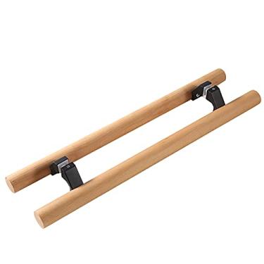 Imagem de Puxador de porta de celeiro deslizante de madeira, puxador de porta natural, puxador de porta de aperto de pressão interior, exterior resistente, maçanetas de portas de vidro/metal/garagem, fácil de