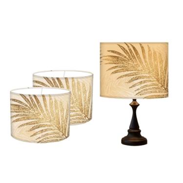 Imagem de Abajur de mesa, 33 cm L x 25 cm A impressão HD geométrico floral deixa abajur de mármore, abajures, decoração moderna de abajur para luminárias de mesa e chão (folhas douradas, 33 cm L x 25 cm A)