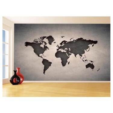 Imagem de Papel De Parede 3D Mapa Mundi Concreto Cimento 3,5M Nmu19 - Você Decor