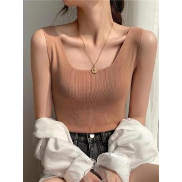 Imagem de Camiseta De Verão Feminina De Tricô Branca Preta Verde Ombro Descido C