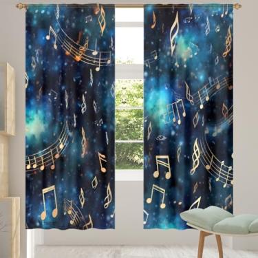 Imagem de 2 conjuntos de painéis Galaxy Notes Music cortinas transparentes arejadas com filtro leve painéis de cortina leve cortina de porta cortina para janela para sala de estar, quarto, jantar, 84 polegadas