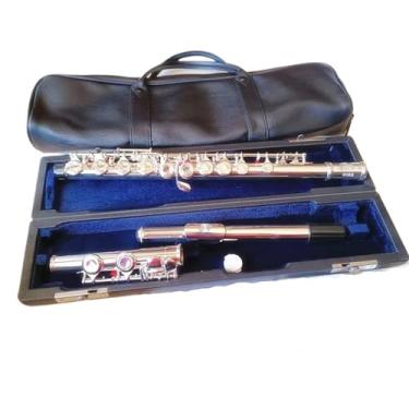 Imagem de Flauta de instrumento de flauta com 16 furos, banhado a prata, obturador de flauta transversal, chave C com tecla E instrumento musical