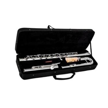 Imagem de Flauta de cobre revestida de prata em material C 16 chaves instrumento profissional com furo fechado com estojo flauta alto