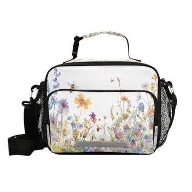 Imagem de Blueangle Lancheira térmica de ervas e flores silvestres para mulheres e homens - Bolsa térmica à prova de vazamento com alça de ombro ajustável, lancheira reutilizável para trabalho, piquenique (415)
