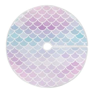 Imagem de Blueangle Saia de árvore de Natal com escamas de sereia violeta e azul de 89,9 cm - poliéster macio e resistente a rugas, decoração de férias para festas de Natal, árvore festiva e decoração de casa