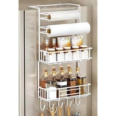 Imagem de Prateleira Lateral Para FrigoríFico - Organizador De Condimentos, Capacidade De Armazenamento Ampliada(Branco-três Camadas)