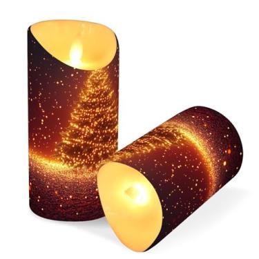 Imagem de Blueangle Pacote com 2 velas de árvore de Natal brilhantes sem chama com controle remoto e temporizador, velas LED cintilantes (7,6 cm x 9,9 cm) para decoração de casa, casamento, acampamento (167)