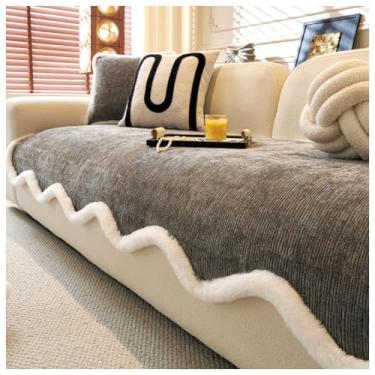 Imagem de SPXMQSS Capas de sofá para sofá, capa de sofá universal em forma de L, capa antiderrapante de chenille macio para sofá de 1/2/3/4 lugares, protetor de móveis D 70 x 120 cm