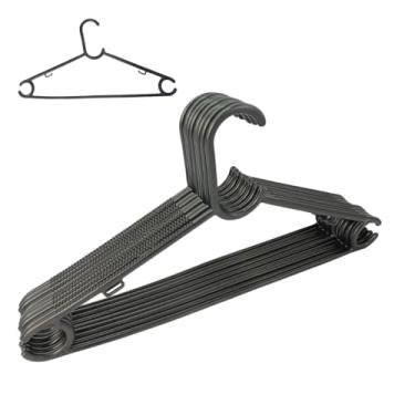 Imagem de Cabides Premium Antideslizante, 10 Unidades, Plástico Reforçado, 40 cm x 20 cm, Preto, Suporta 4 kg