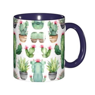 Imagem de Flamingo Plantas Suculentas Impressão Criativa Canecas de Café, Personalizadas, Presente para Família, Tamanho 325 ml, Unissex