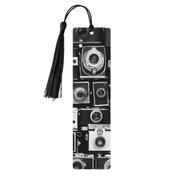 Imagem de Zeraoke Coleção de câmera retrô descolada, marcadores de página de madeira personalizados, acessórios exclusivos para homens e mulheres, atende a todas as necessidades dos amantes de livros, preto