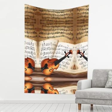 Imagem de ZERAOKE Borboleta e violoncelo - Tapeçaria impressa de 203 x 152 cm - Decoração multiuso leve para quartos, dormitórios e acampamento com ganchos à prova de ferrugem