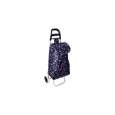 Imagem de Carrinho de Feira Estampado com Rodas, 96cm Altura, Estrutura Metálica, Impermeável, 94 Litros, Colorido Frutas