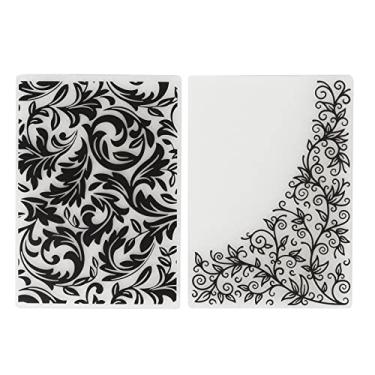 Imagem de Pastas de gravação de plástico 2 peças modelos de artesanato diy reutilizáveis ​​duráveis ​​para fazer cartões convites envelopes folhas design de flores 14,8x10,5cm