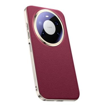 Imagem de POYUFRG Capa ultrafina para Huawei Mate 80 Pro Max/80 Pro/80, capa de couro galvanizado para negócios de luxo, capa de proteção de lente completa, vermelha, 80