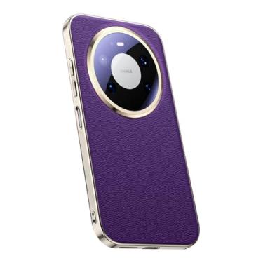 Imagem de POYUFRG Capa ultrafina para Huawei Mate 80 Pro Max/80 Pro/80, capa de couro galvanizado para negócios de luxo, capa de proteção de lente completa, roxa, 80