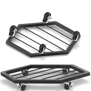 Imagem de CADUKE Pacote com 2 suportes para plantas com rodas, carrinho de metal resistente de 32 cm, suporte para plantas rolantes de 136 kg para vasos de plantas grandes e vasos de flores, uso interno e