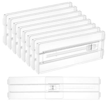 Imagem de Vtopmart Pacote com 8 divisórias de gaveta para roupas, 10 cm de altura, 26 a 42 cm, organizador de gaveta expansível ajustável, separadores de plástico transparente para cômoda, roupas de bebê