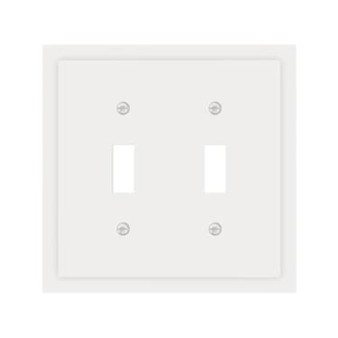 Imagem de WUYOCHA Placa decorativa para interruptor de luz Cholk White 2 Gangs, placas de parede com interruptor duplo para tomadas elétricas, capas de placa frontal para quarto, cozinha, decoração de casa