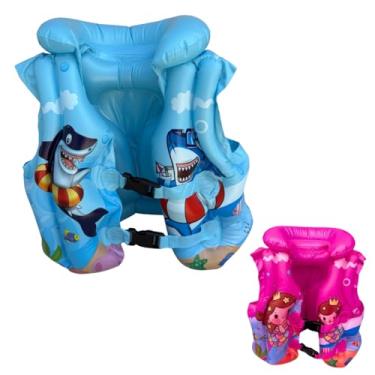 Imagem de Colete Infantil Tamanho M Boia Infantil Salva Vidas Inflável Piscina Praia Natação Kids Braço (Azul)
