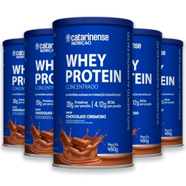 Imagem de Kit 5 Whey Protein Concentrado Catarinense 450g Chocolate