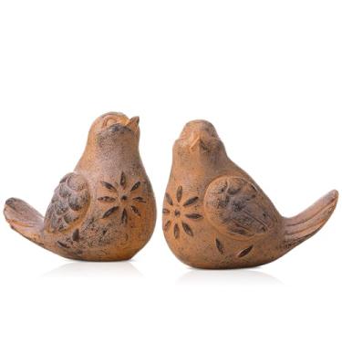 Imagem de Blulu 2 Pcs Bird Figurines Home Decor Resin Bird Statue Vintage Farmhouse Decoration Boho Animal Decorative Sculpture Gifts for Home Table Office Shelf Tabletop Accents (Retro)