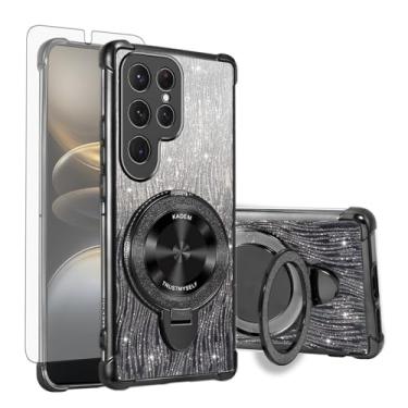 Imagem de Asuwish Capa de celular para Samsung Galaxy S25 Ultra 5G capa magnética com protetor de tela de vidro temperado e anel híbrido brilhante suporte rígido S25Ultra 25S S 25 25Ultra 6,9 2025 feminino