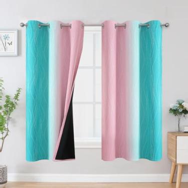 Imagem de Cortinas Estelar Textiler Blackout Rosa y Azul Turquesa para Sala 42x6
