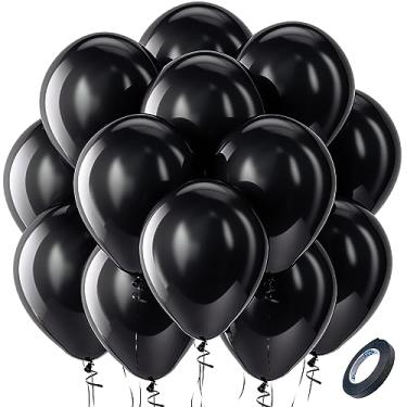Imagem de Balões de látex para festa - Balões redondos de hélio de 30,5 cm para ano novo, tema preto, formatura, aniversário, festa de Halloween, pano de fundo, decorações de formatura 2026 (50 peças, preto)
