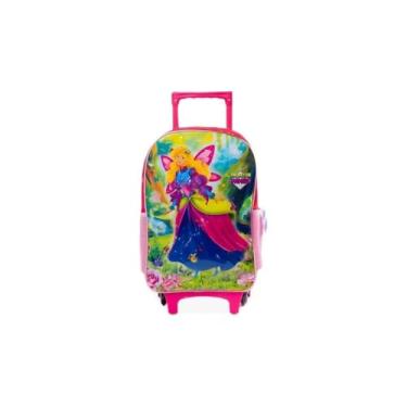 Imagem de Mochila de Rodinhas Infantil Princess Wings, Rosa, Poliéster, 40x30x14.5cm, 17 Litros, com Alça Retrátil e Bolsos Laterais