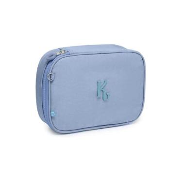 Imagem de Estojo Quadrado Tie Dye Azul, Poliéster, 26x16,5x6cm, 2,5 Litros, 13 Espaços para Lápis, com Bolso de Redinha