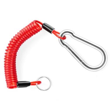 Imagem de JUSTTOP Cabo de reboque breakaway de 1,5 m sem pino, fio espiral de reboque de mola de aço inoxidável resistente, fio de freio de emergência, cabo de segurança para trailer, acessórios de trailer