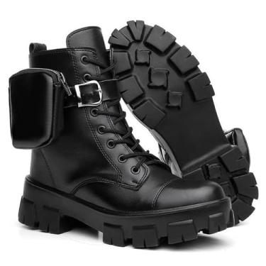 Imagem de Coturno Feminino Casual Cano Medio com Elastico no Tornozelo Salto Baixo Grosso Confortavel Moderno para Outono Inverno