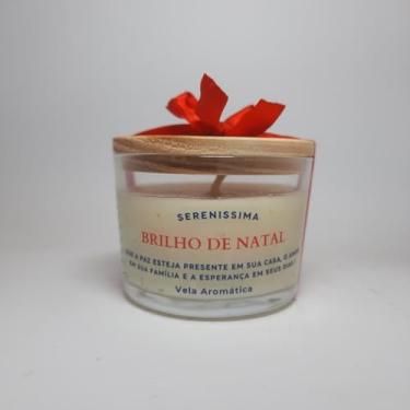 Imagem de Vela Aromática Decorativa Brilho de Natal com Pavio de Algodão e Cera de Coco 120gr Essência Premium (Brownie Quentinho)